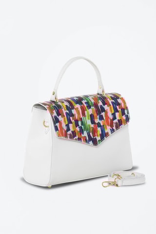 Sac à main en cuir Anna Signature 017 - Anna Morellini - Blanc, bleu, orange, rouge et vert