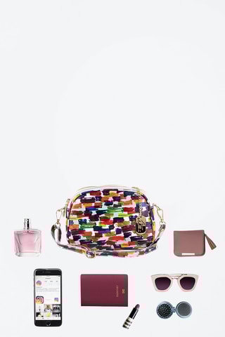 Sac bandoulière en cuir Anna Signature 019 - Anna Morellini - Blanc, jaune, orange, vert et violet