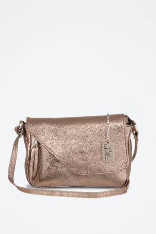 Sac bandoulière métallisé en cuir Lola - Taupe
