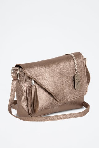 Sac bandoulière métallisé en cuir Lola - Taupe
