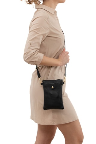 Sac bandoulière en cuir Erica - Noir