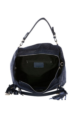 Cabas en cuir Solana - Bleu et noir