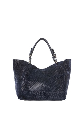 Cabas en cuir Solana - Bleu et noir