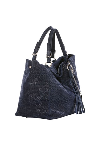 Cabas en cuir Solana - Bleu et noir