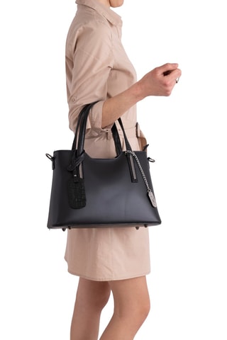 Cabas en cuir Corinna - Noir et rouge