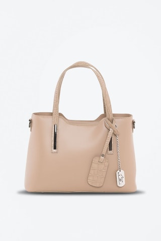 Cabas en cuir Corinna - Argenté et marron