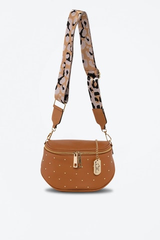 Sac banane en cuir Domenica - Blanc, doré, marron et noir