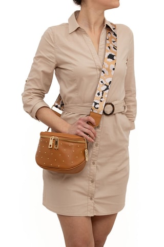 Sac banane en cuir Domenica - Blanc, doré, marron et noir