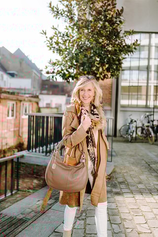 Sac porté épaule en cuir Alba - Beige