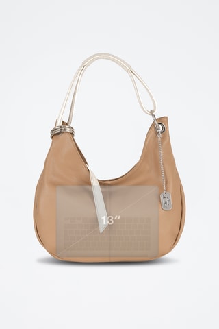 Sac porté épaule en cuir Alba - Beige