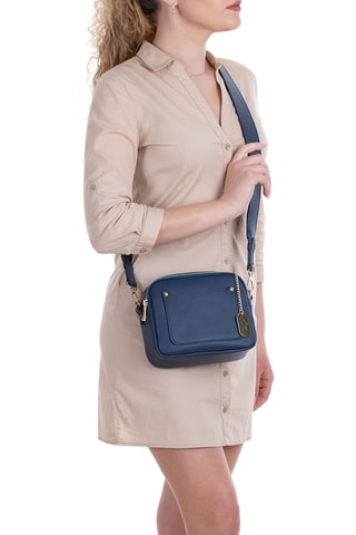 Sac bandoulière en cuir Aldina - Bleu