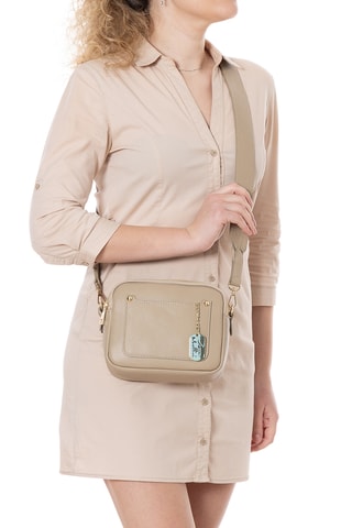 Sac bandoulière en cuir Aldina - Beige
