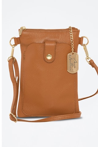 Sac bandoulière en cuir Erica - Doré et marron