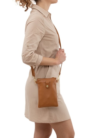 Sac bandoulière en cuir Erica - Doré et marron