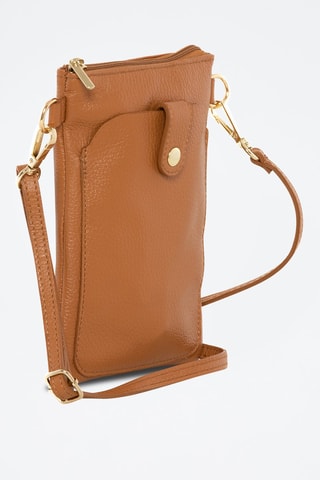 Sac bandoulière en cuir Erica - Doré et marron