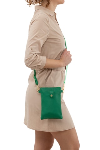 Sac bandoulière en cuir Erica - Doré et vert