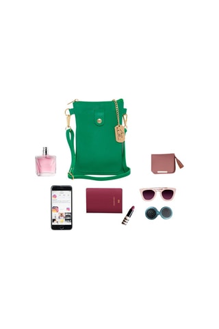 Sac bandoulière en cuir Erica - Doré et vert