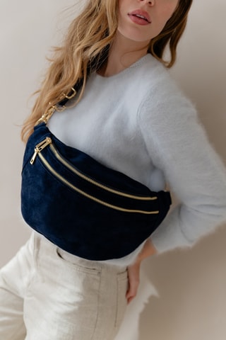 Sac banane en nubuck Iolanda - Bleu