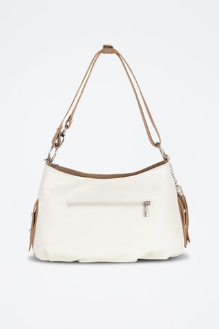 Sac porté-épaule en cuir Mia - Beige et marron