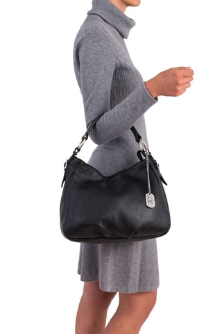 Sac porté épaule en cuir Noemi - Argenté et noir