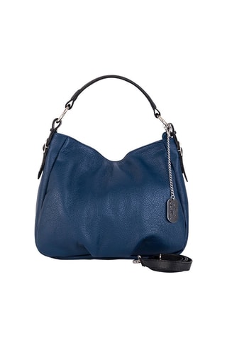 Sac porté épaule en cuir Noemi - Bleu et noir