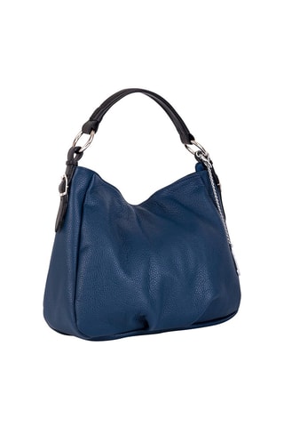 Sac porté épaule en cuir Noemi - Bleu et noir
