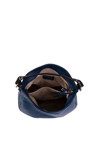 Sac porté épaule en cuir Noemi - Bleu et noir