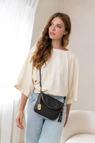 Sac bandoulière en cuir Alice - Noir