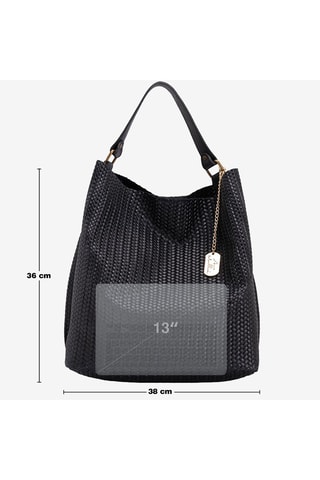 Sac porté épaule en cuir Sebastiana - Doré et noir