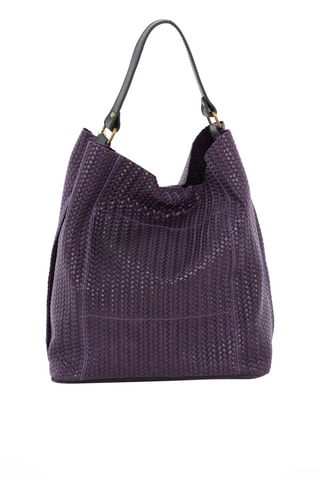 Sac porté épaule en cuir Sebastiana - Doré, noir et violet
