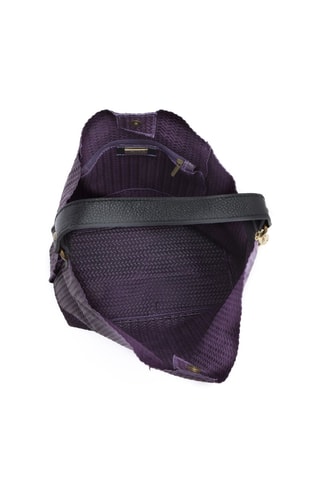 Sac porté épaule en cuir Sebastiana - Doré, noir et violet