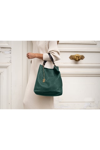 Sac porté épaule en cuir Sebastiana - Bleu