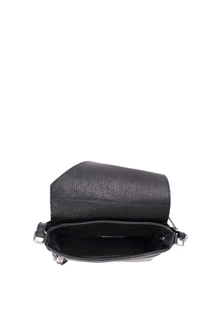 Sac bandoulière métallisé en cuir Lola - Argenté et noir