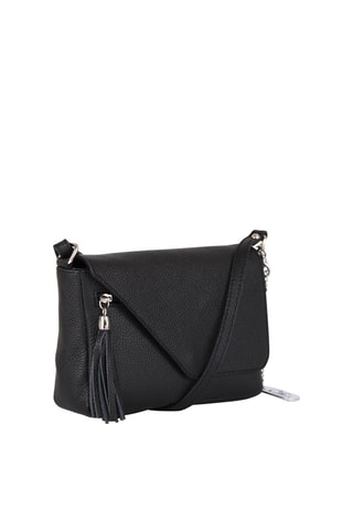 Sac bandoulière métallisé en cuir Lola - Argenté et noir