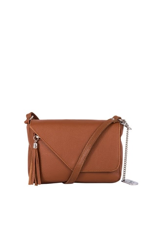 Sac bandoulière métallisé en cuir Lola - Argenté et marron