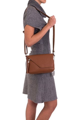 Sac bandoulière métallisé en cuir Lola - Argenté et marron