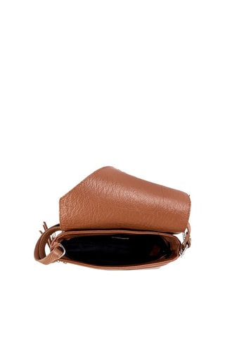 Sac bandoulière métallisé en cuir Lola - Argenté et marron