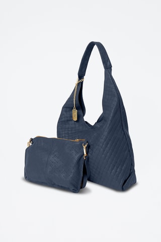 Cabas et sac bandoulière en cuir Nicolina - Bleu