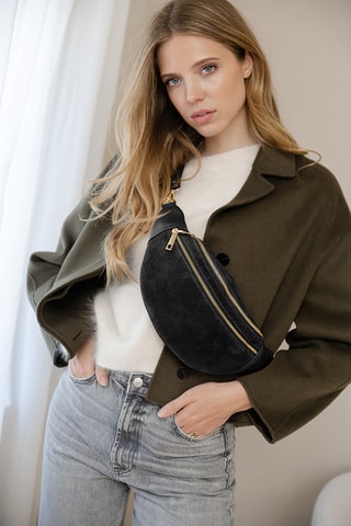 Sac banane en cuir Carola - Noir