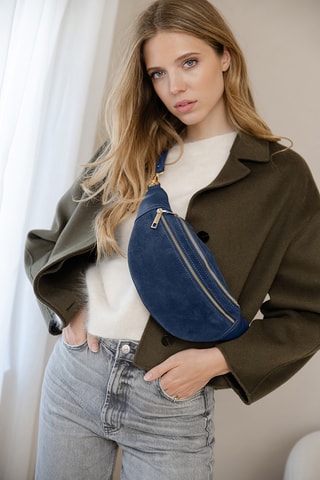 Sac banane en cuir Carola - Bleu