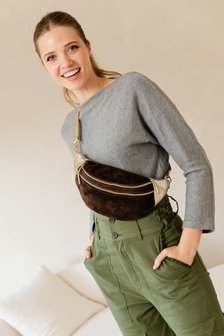 Sac banane en cuir Carola - Marron
