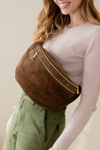 Sac banane en nubuck Iolanda - Marron