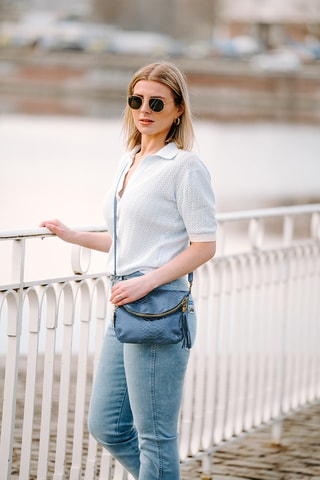 Sac bandoulière en cuir Lydia - Bleu