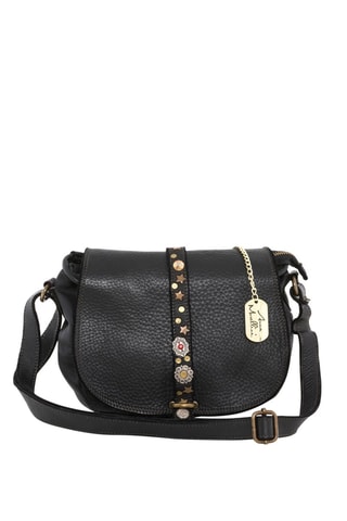 Sac bandoulière en cuir Luigia - Argenté, doré, noir et rouge