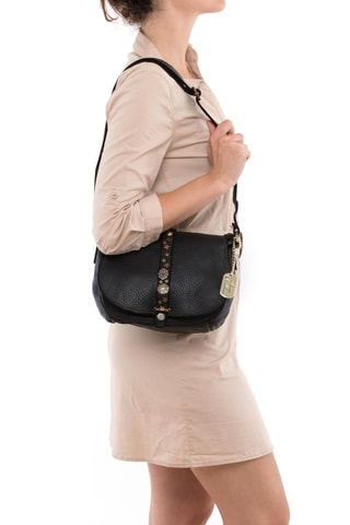 Sac bandoulière en cuir Luigia - Argenté, doré, noir et rouge