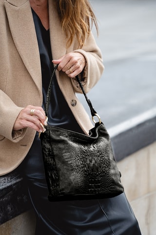 Sac porté épaule en cuir Linda - Noir