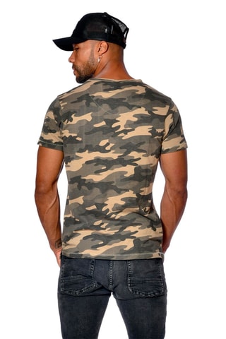 Camiseta Ron - Beige, verde y gris