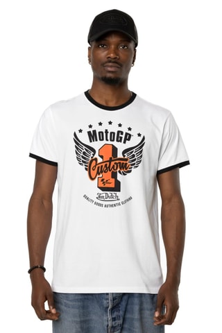 Camiseta - Blanco, negro y naranja