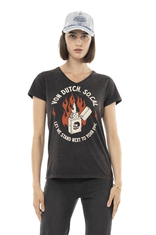 Camiseta regular - Negro, blanco y naranja