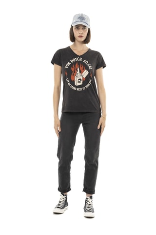 Camiseta regular - Negro, blanco y naranja